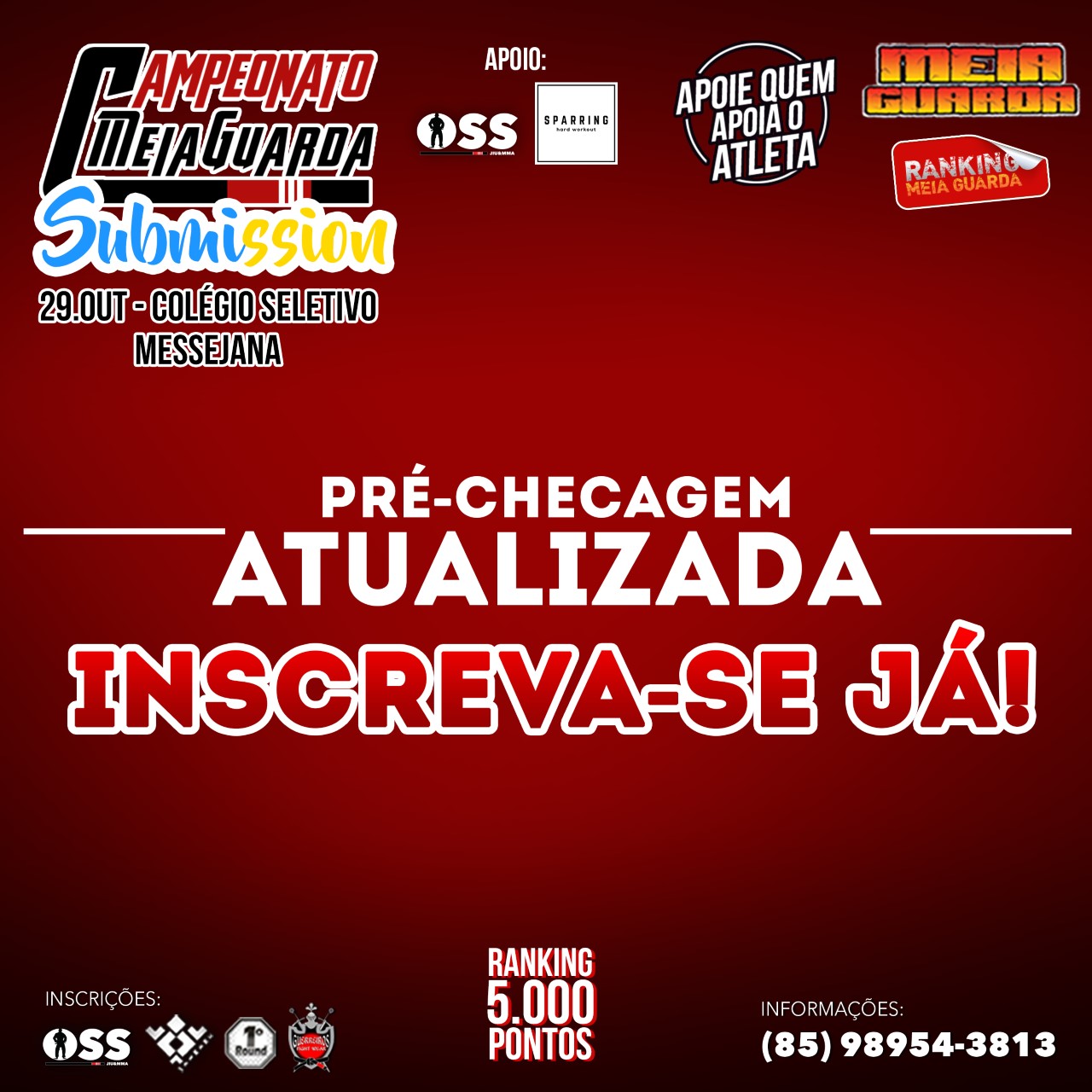 Verifique a pré-checagem atualizada e inscreva-se já no Campeonato Meiaguarda de Submission