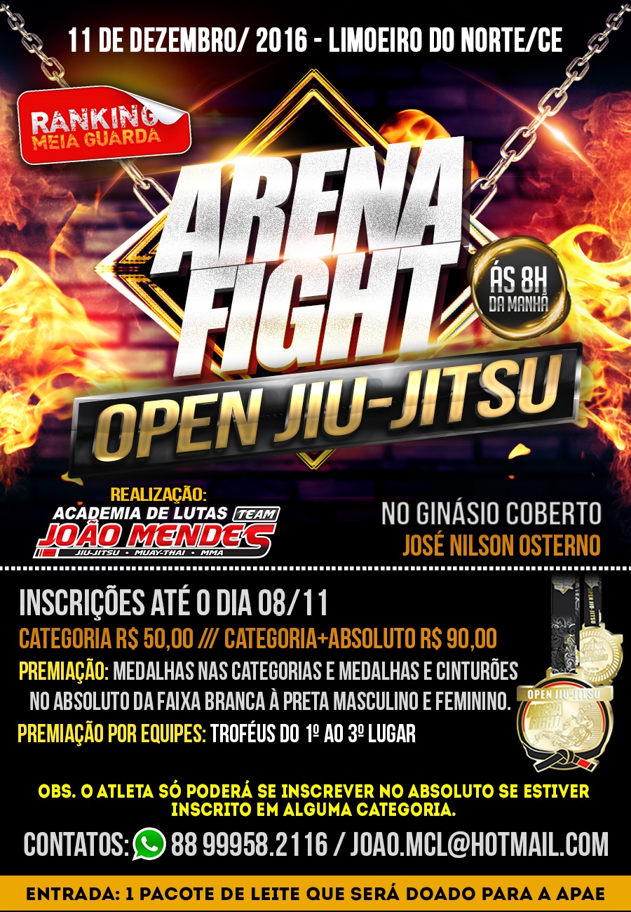 Com limite de 200 atletas, Arena Fight Open abre as inscrições em Limoeiro do Norte