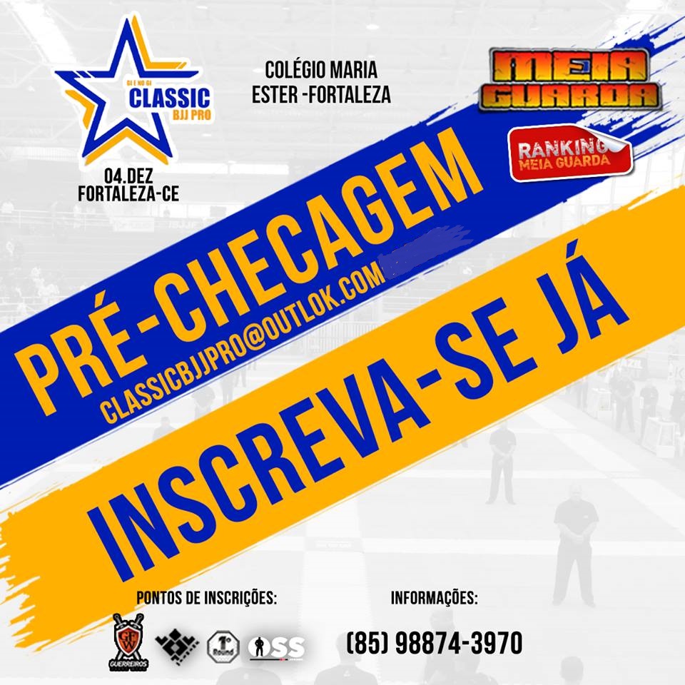 Confira a pré-checagem e junte-se ao mais de 350 atletas do Classic BJJ Pro GI e No GI