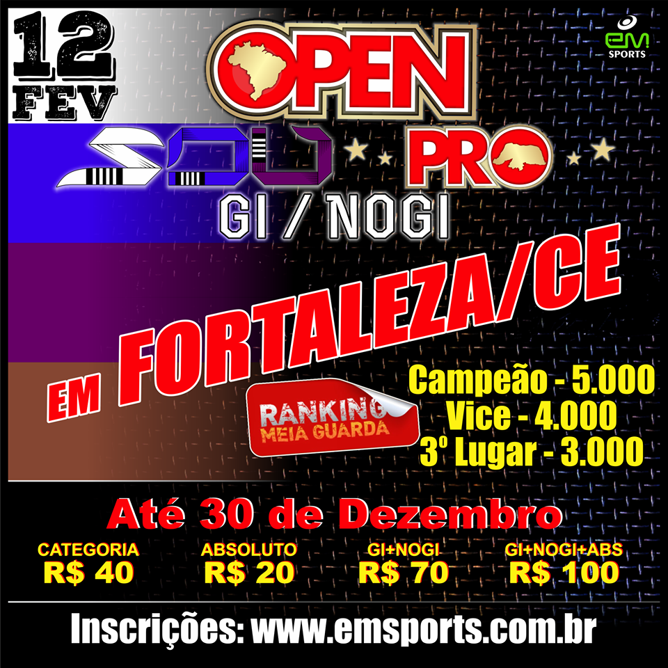 Open SOU Pro GI e No GI abre inscrições com desconto para edição em Fortaleza