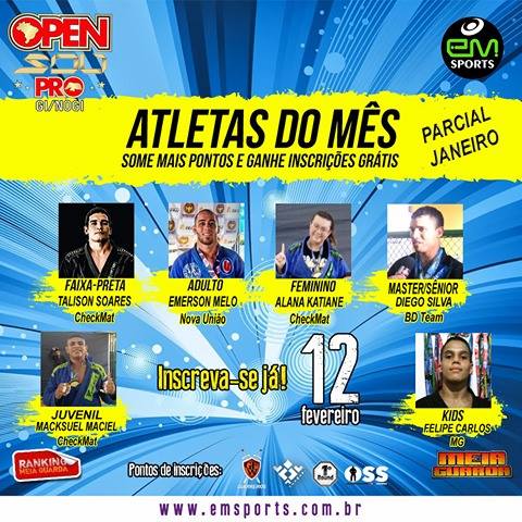 Atletas do Mês: Veja quem está na frente para receber inscrições grátis em fevereiro