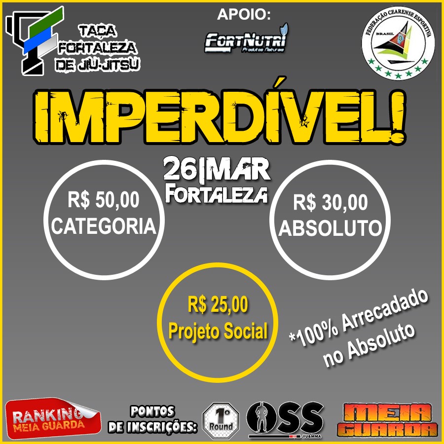 Chegou a vez da Taça Fortaleza de Jiu-Jitsu e Submission; Inscreva-se já!