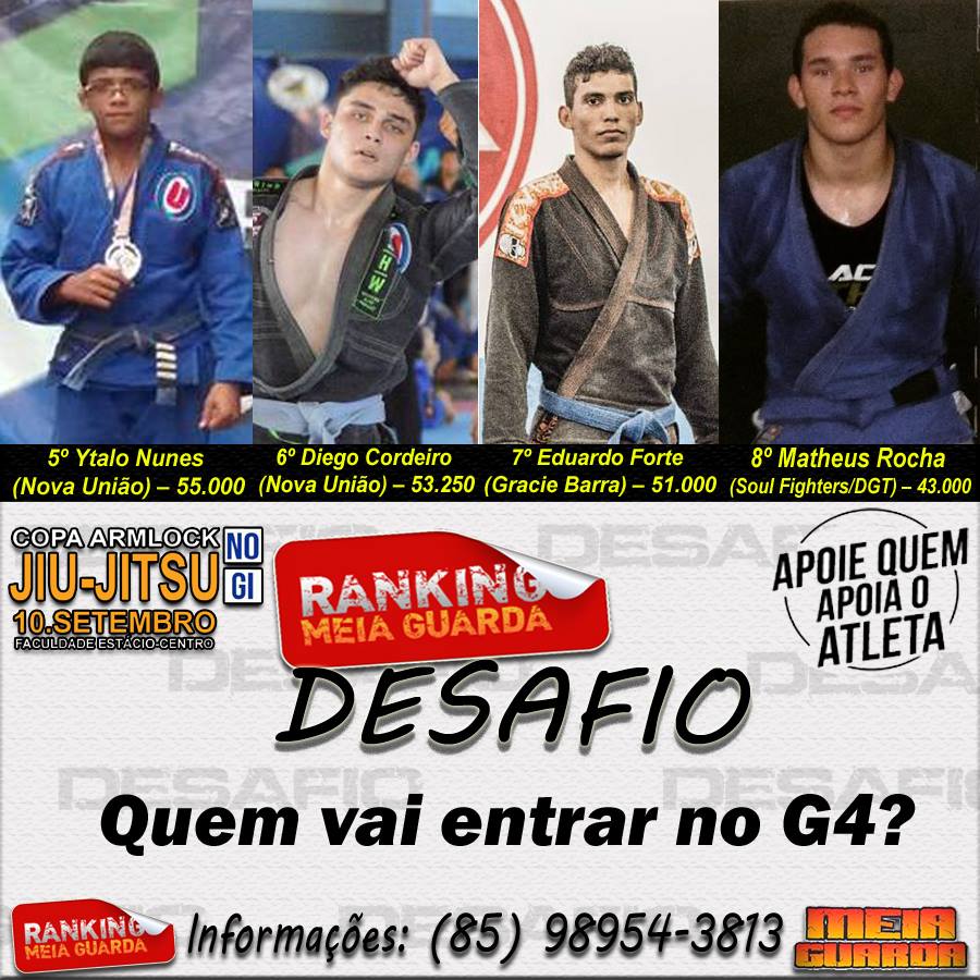 Quem vai entrar no G4 e disputar o Desafio Ranking MEIAGUARDA? Entre nessa batalha somando pontos na Copa Armlock; Inscreva-se já!