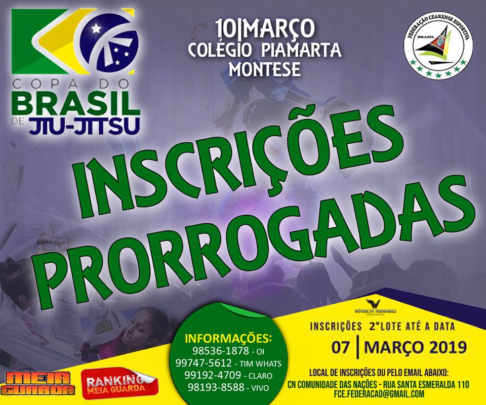 Inscrições prorrogadas para a Copa do Brasil GI e No GI