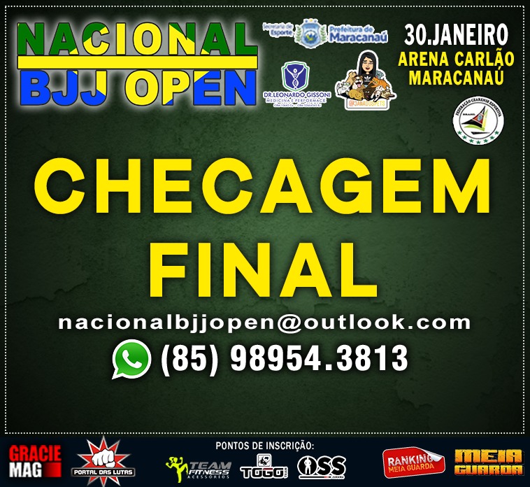 Verifique a checagem final do Nacional BJJ Open GI e NO GI