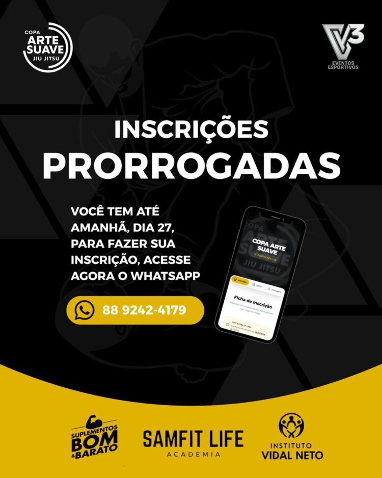 Inscrições prorrogadas para a Copa Arte Suave 2025; Veja a pré-checagem