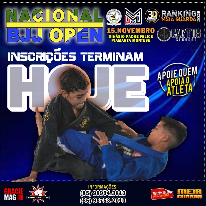 Atenção! Nacional BJJ Open 2025 encerra inscrições nesta sexta; Inscreva-se já!