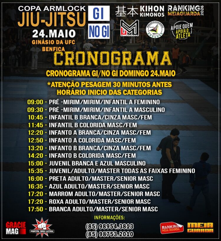 Confira o cronograma da Copa Armlock 2026