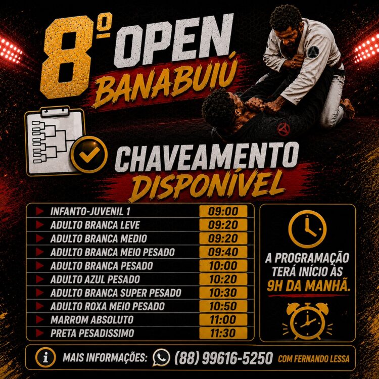 Confira o cronograma e quem enfrenta quem no 8º Open Banabuiú