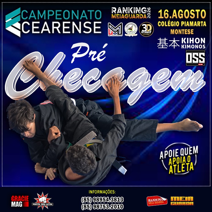 Confira a 1ª pré-checagem e garanta seu lugar até terça no Campeonato Cearense GI e NO GI 2026