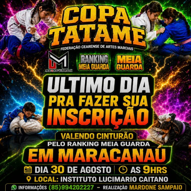 Hoje é o último dia de inscrições prorrogadas para a Copa Tatame; Veja a pré-checagem