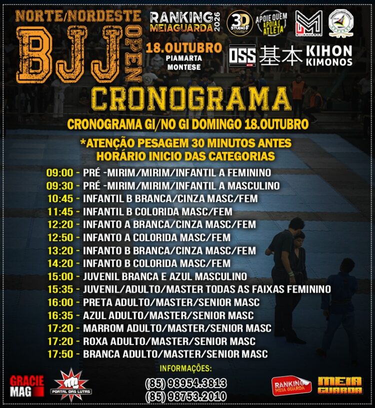 Confira o cronograma do Norte/Nordeste BJJ Open 2026
