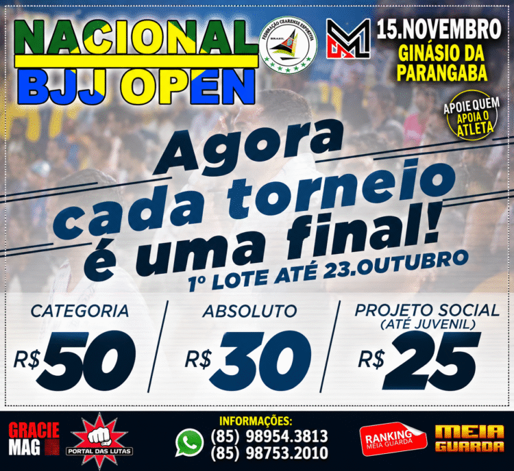Inscrições abertas para o Nacional BJJ Open 2026; Aproveite o descontão de 1º lote