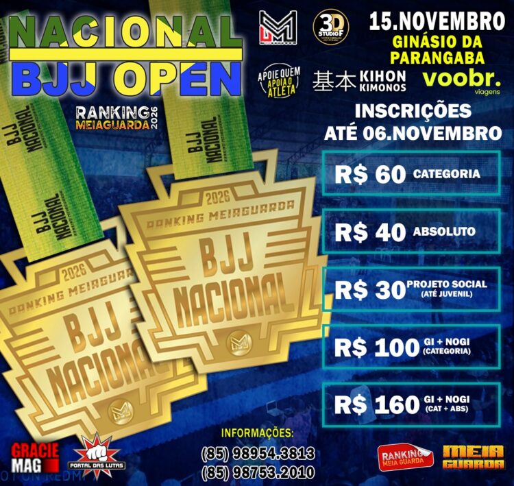A hora de se inscrever no Nacional BJJ Open 2026 é agora