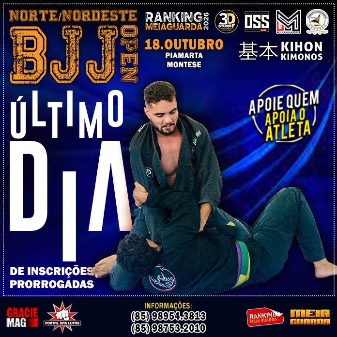 Hoje é o último dia de inscrições prorrogadas para o Norte/Nordeste BJJ Open